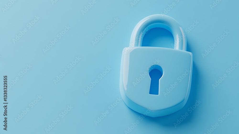 Bright Blue Padlock on Soft Blue Background Symbolizing Security and Protection for Digital Assets or Personal Belongings Bright Blue Padlock on Soft Blue Background Symbolizing Security and Protection for Digital Assets or Personal Belongings