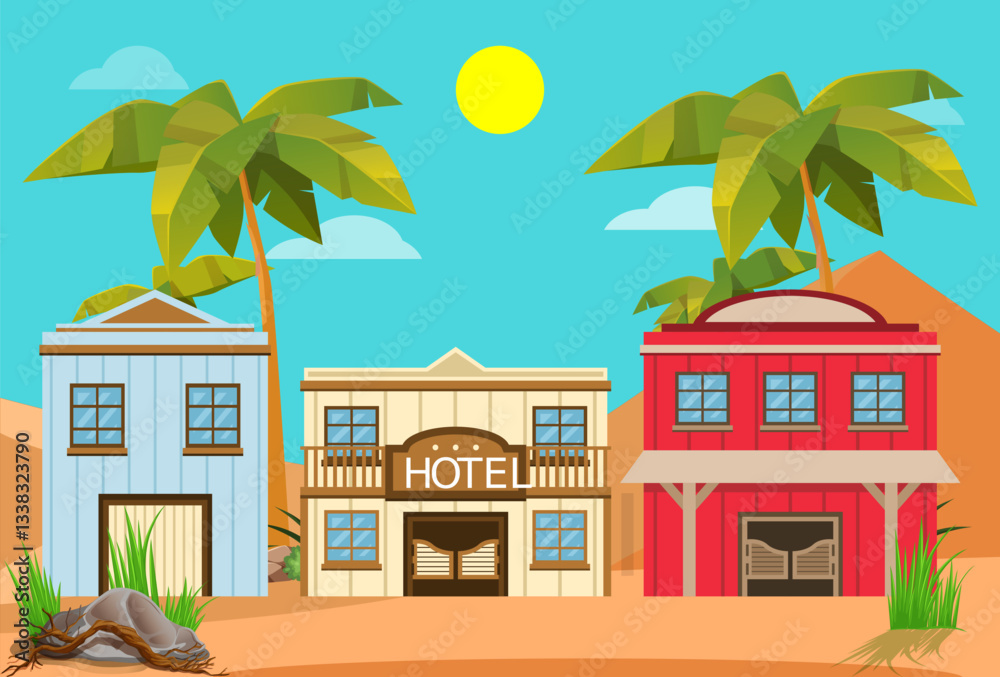 Obraz premium Desert Hotel Concept Illustration Stylish and Beautiful