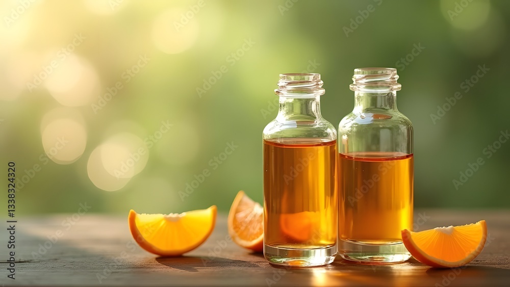 Radiant Vitamin C Essence Glass Vials with Ethereal Bokeh Radiant Vitamin C Essence Glass Vials with Ethereal Bokeh