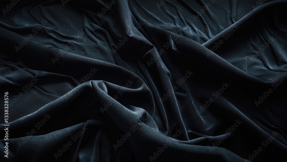Obraz premium Black fabric texture backdrop, Black fabric backdrop featuring wrinkles