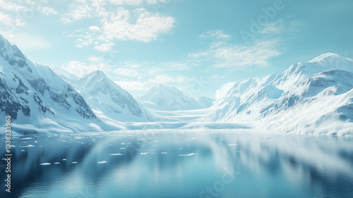 World Day for Glaciers isolated polar region with frozen icebergs
