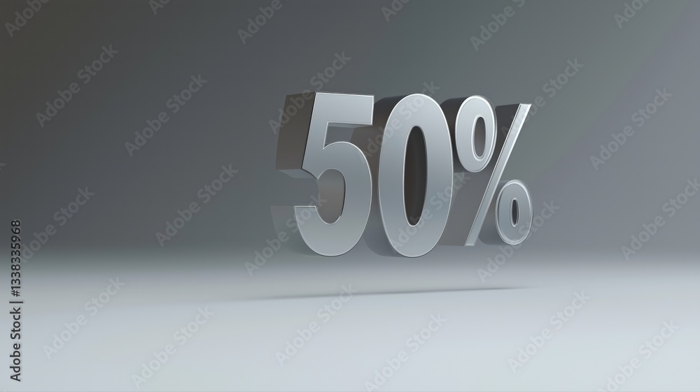 50% text 3d rendered 50% text 3d rendered