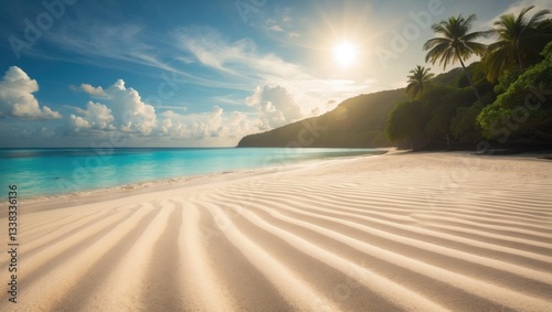 Beautiful beach backdrop. Natural scenery with an unoccupied tropical shore.