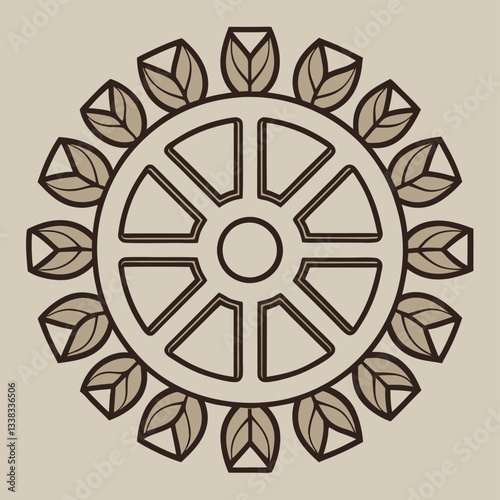 Detailed Illustration of Mechanical Spur Gear with Central Bolt, gear shape symbol vector illustration
