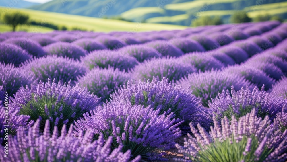 Obraz premium Stunning lavender fields are flourishing in the sunlight.