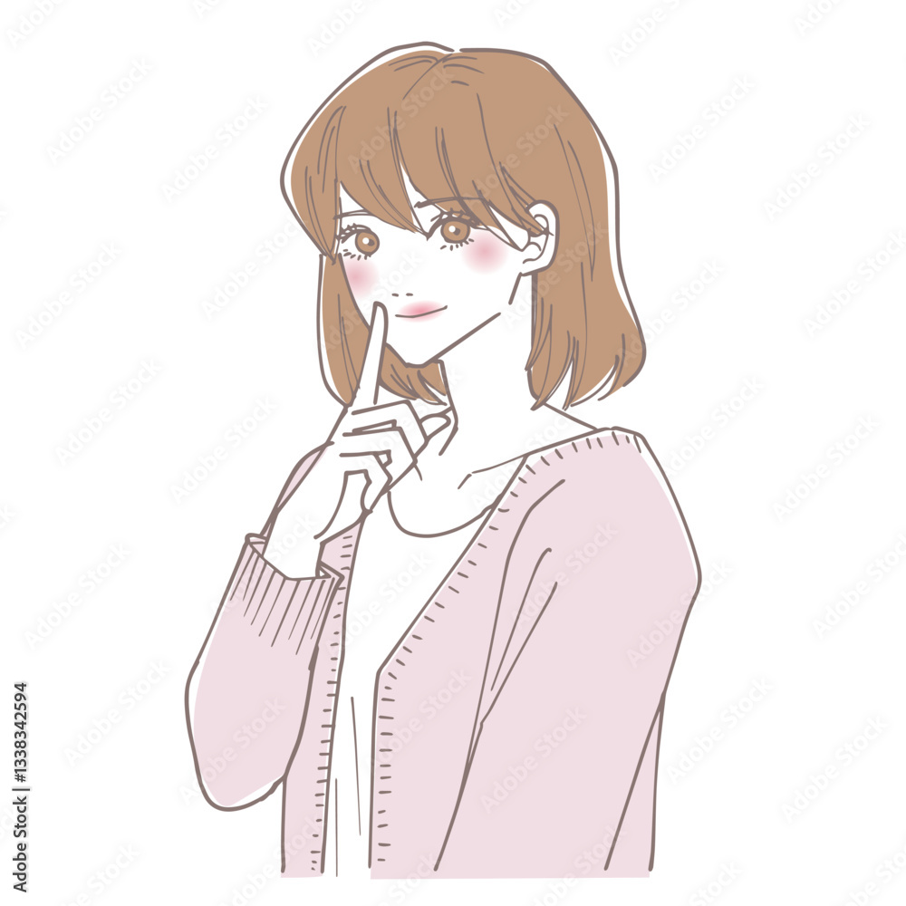 秘密や静かにのポーズをしている女性 秘密や静かにのポーズをしている女性