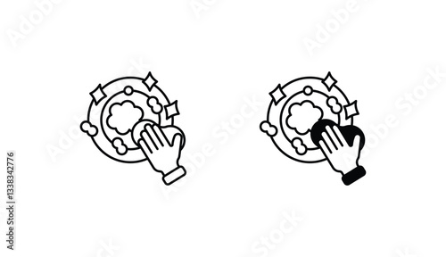 Wash Dishes icon design with white background stock illustration