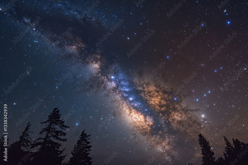 Fototapeta premium Celestial Symphony of the Milky Way: A Stellar Harmony in the Dark Universe