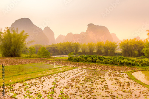 Typical landscape in Yangshuo Guilin, China photo