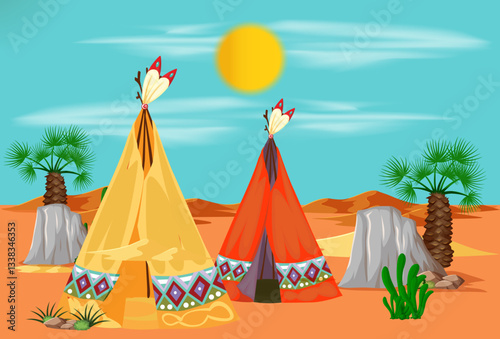 Desert Tipi Concept Illustration Stylish and Beautiful
