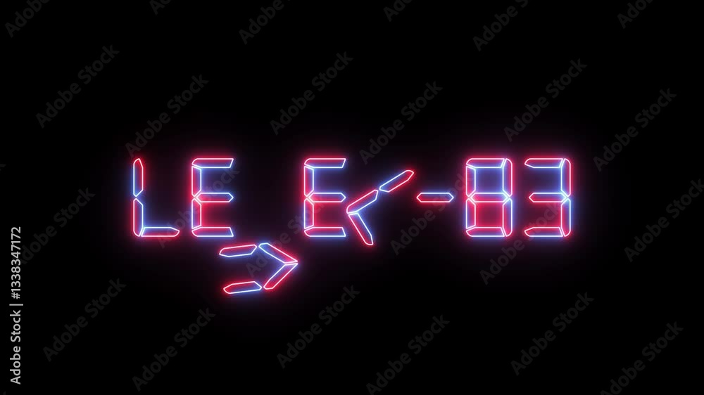 Abstract glowing neon level 1 to 83 isolated on black background. Trendy glow lighting line animation. Abstract glowing neon level 1 to 83 isolated on black background. Trendy glow lighting line animation.