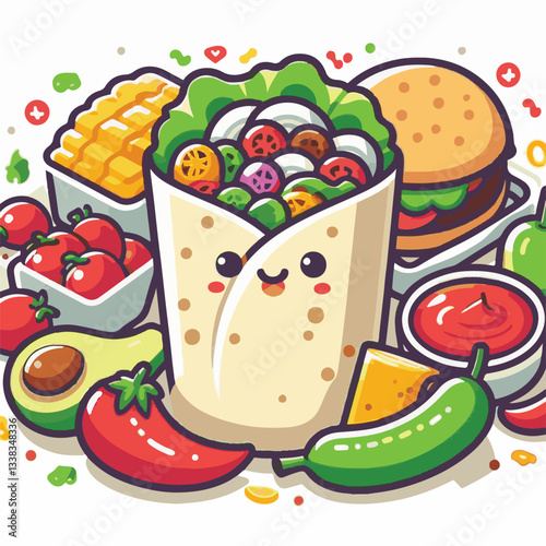 food, meal, restaurant, burrito, meat, delicious, fast, menu, dinner, lunch, snack, background, mexican, beef, dish, isolated, salad, vegetable, chicken, grilled, plate, bread, wrap, collection, taco,
