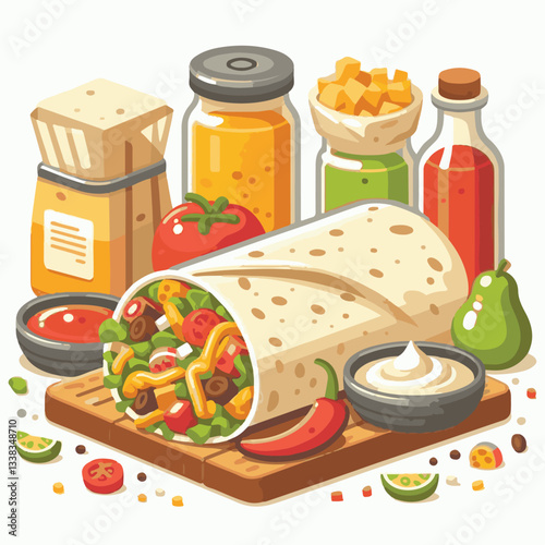 food, meal, restaurant, burrito, meat, delicious, fast, menu, dinner, lunch, snack, background, mexican, beef, dish, isolated, salad, vegetable, chicken, grilled, plate, bread, wrap, collection, taco,