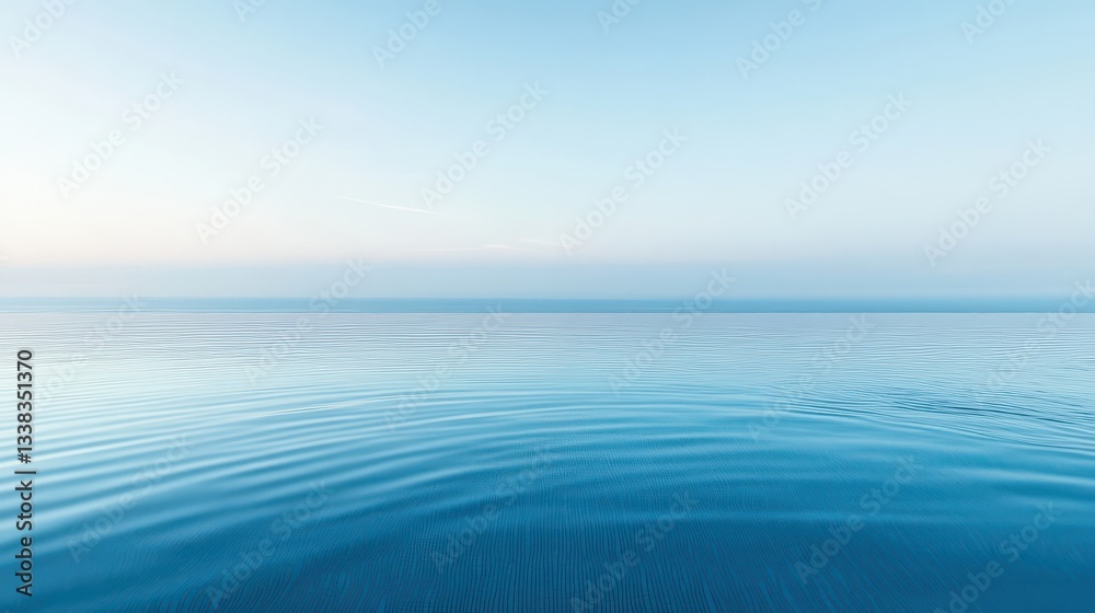 Obraz premium The calm, seamless surface of an infinity pool blending perfectly with the distant horizon, creating a breathtaking water reflection.