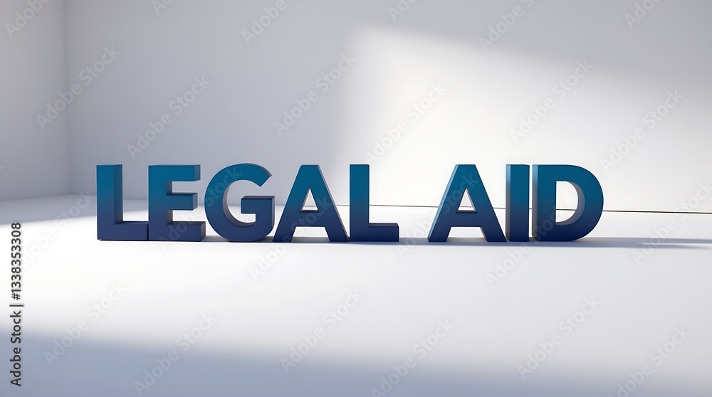 Announcement of legal aid services in modern office space with clear typography Announcement of legal aid services in modern office space with clear typography