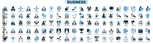 set of business icon vector symbolizing corporate success, strategy, and management. Ideal for finance, entrepreneurship, and marketing designs.