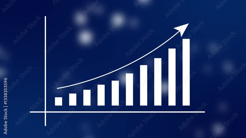 Motion animated footage. Statistics bars columns growth, arrow up. Finance, Bar graph going up, Profit concept, positive increase chart, arrows axis, animation graph with alpha channel.