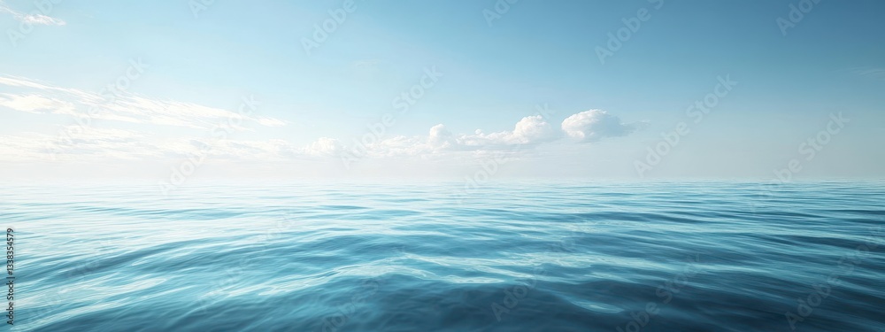 Serene Ocean with Gentle Waves and Tranquil Blue Sky Above Serene Ocean with Gentle Waves and Tranquil Blue Sky Above
