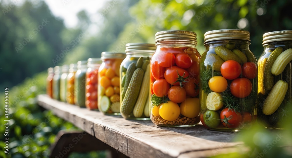 Jars containing preserved vegetables for the winter. Selective focus. Food. Jars containing preserved vegetables for the winter. Selective focus. Food.