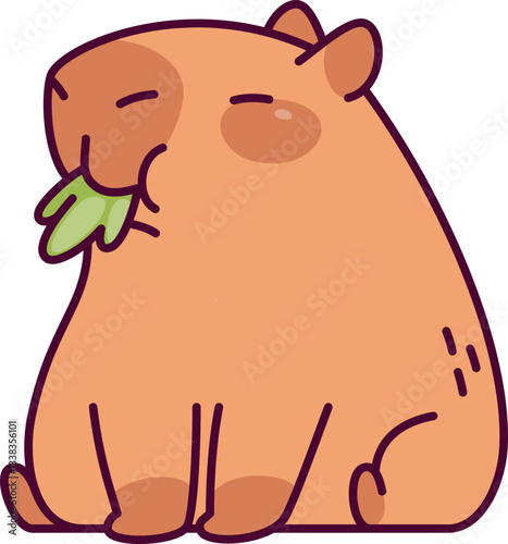 Capybara Eating Leaves