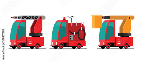 Set of Emergency and Public Service Vehicles Vector Illustration