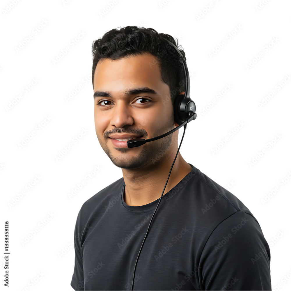 Customer Service Agent, Headset on Transparent background Customer Service Agent, Headset on Transparent background