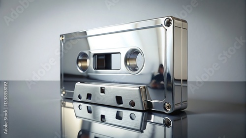 Realistic Shiny Cassette Tape Mockup - Retro Music Media Blank Template