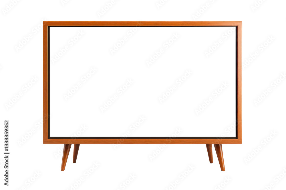 retro style television with wooden frame and legs, featuring blank black screen, evokes nostalgia and vintage charm retro style television with wooden frame and legs, featuring blank black screen, evokes nostalgia and vintage charm