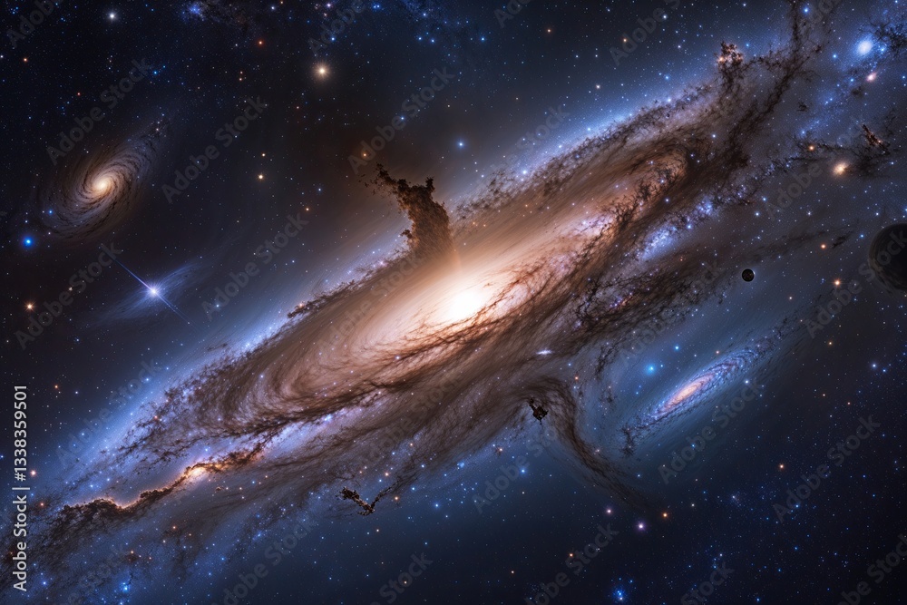 Fototapeta premium Discovering the Andromeda Galaxy Unveiling Cosmic Wonders in Astronomy