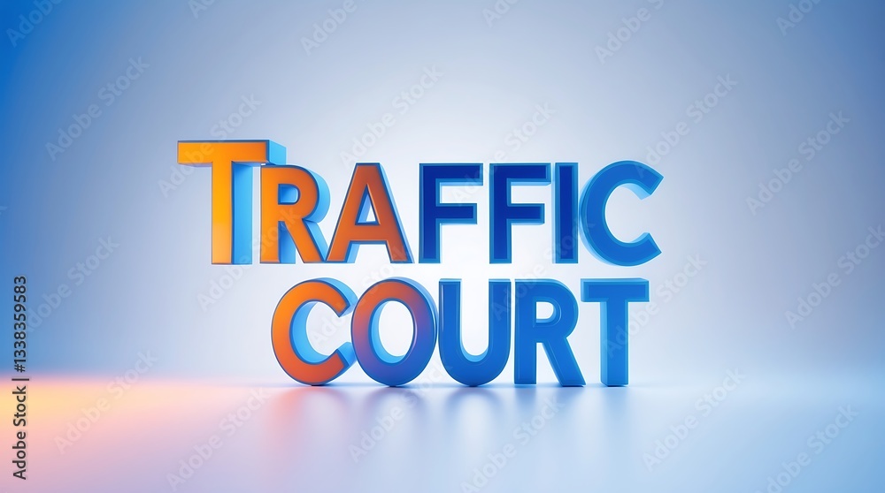 Fototapeta premium Traffic court sign displayed prominently in a modern legal setting with a clean background