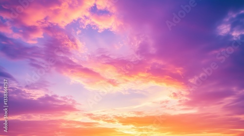Sunset sky with vibrant hues of orange, pink, and purple blending together