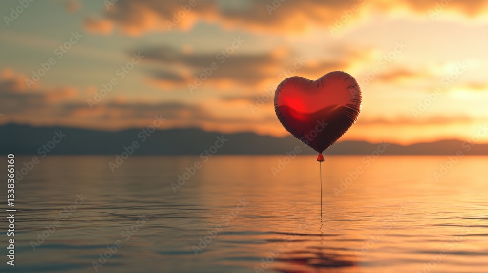 Fototapeta premium Red heart balloon symbolizing love.