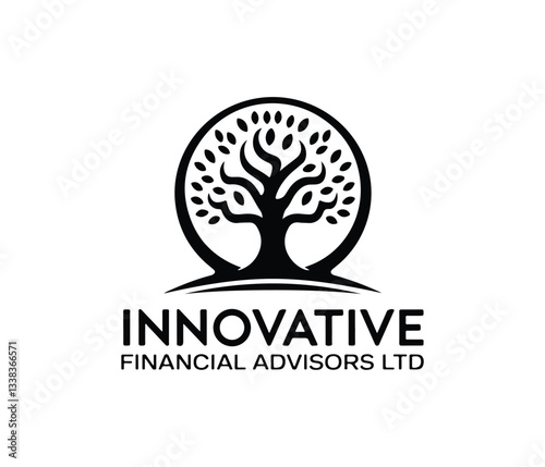 Innovative Financial Advisors Logo Featuring a Stylized Tree. A sophisticated logo for Innovative Financial Advisors LTD.