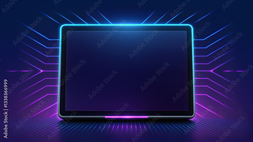 Business continuity concept. A sleek, modern tablet with a glowing neon outline against a dark background, suggesting advanced technology and innovation. Business continuity concept. A sleek, modern tablet with a glowing neon outline against a dark background, suggesting advanced technology and innovation.