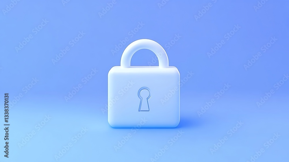 Fototapeta premium Minimalist Blue Padlock Icon on Smooth Background for Security and Privacy Concepts in Digital Environments