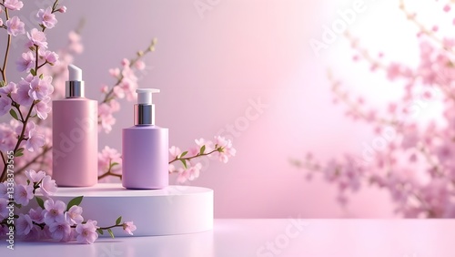 Chic Floral Product Display Stand in Pastel Pink and Lavender