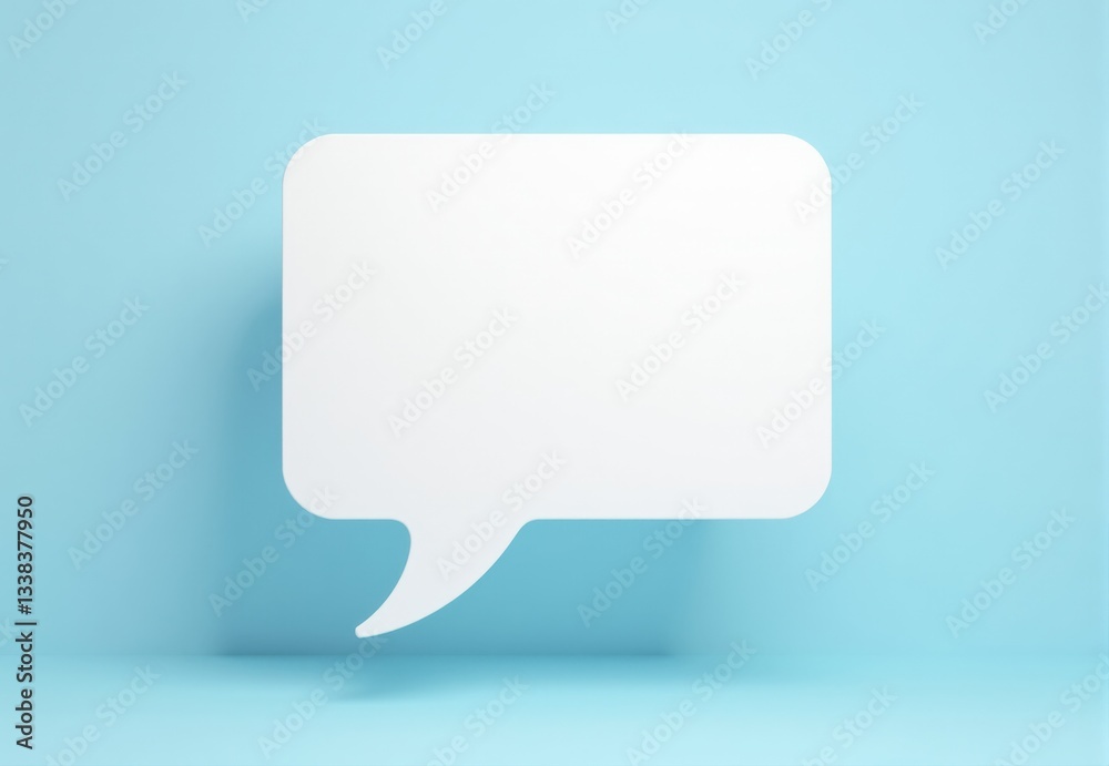 White Speech Bubble on Light Blue Background White Speech Bubble on Light Blue Background