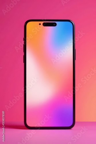 Modern smartphone, blank bright screen, studio shot, screen, device, mobile phone