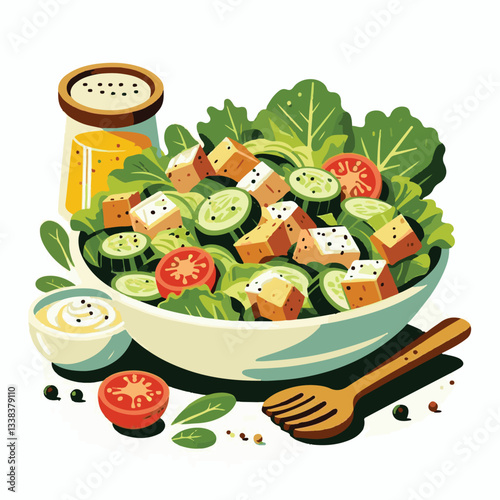 healthy, lunch, food, cheese, meal, lettuce, fresh, salad, green, gourmet, bread, parmesan, delicious, sauce, vegetable, dinner, caesar, bowl, chicken, appetizer, cuisine, dish, crouton, grilled, plat