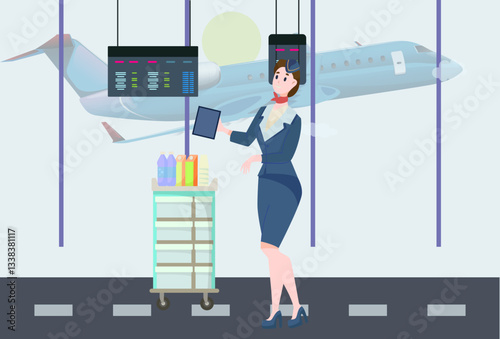 Cabin Crew Concept Illustration Stylish and Beautiful