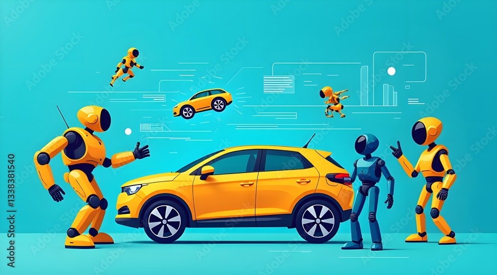 Fototapeta premium The blueprint of intelligent manufacturing of future automobiles