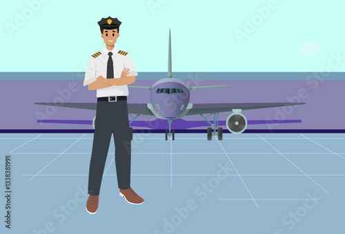 Male Co Pilot Concept Illustration Stylish and Beautiful