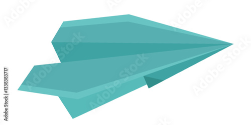 Origami plane made from folded paper in geometric and minimalist style. Flat vector illustration in traditional Japanese papercraft.