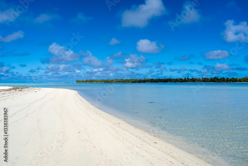 Pristine white sand beach of Tereia in Maupiti, French Polynesia