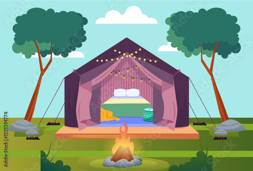 Luxury Camp Concept Illustration Stylish and Beautiful