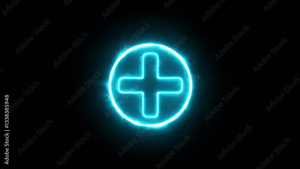Abstract neon medical cross icon animation, neon plus sign icon, Plus neon sign. Neon Glowing Plus Symbol on Black Background. Abstract neon medical cross icon animation, neon plus sign icon, Plus neon sign. Neon Glowing Plus Symbol on Black Background.