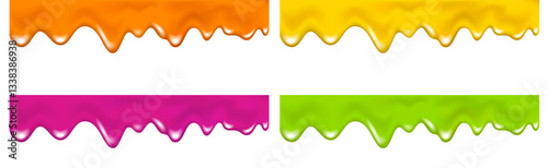 Pink, green, yellow, orange drip cream drops, jelly.