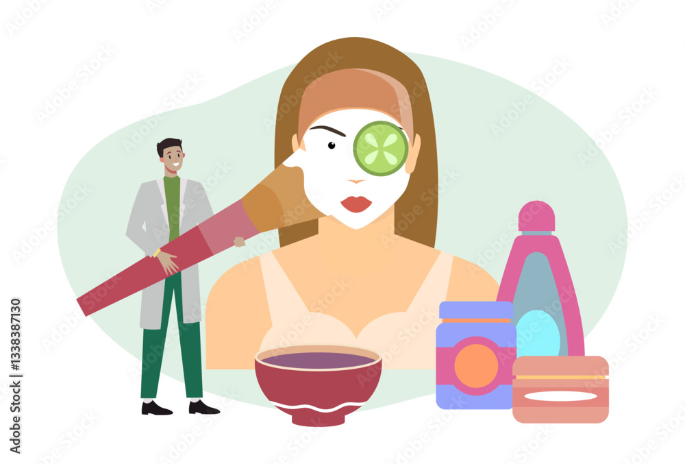 Beauty Treatment Concept Illustration Stylish and Beautiful Beauty Treatment Concept Illustration Stylish and Beautiful