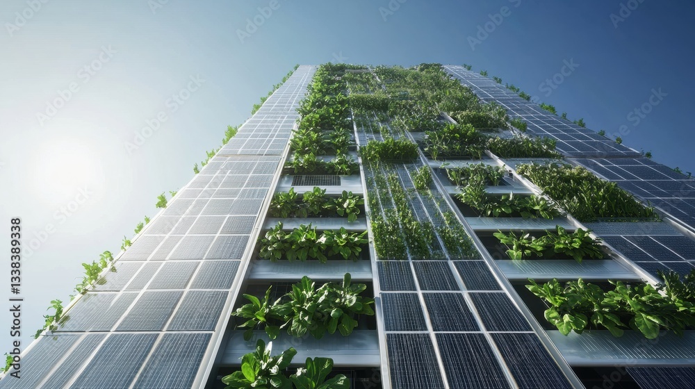 Fototapeta premium Solar-powered Vertical Farm Producing Organic Veget