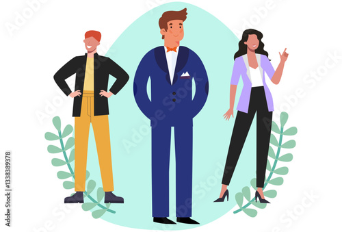 Group Member Concept Illustration Stylish and Beautiful